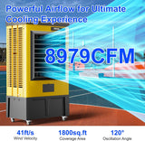 8979CFM Portable Swamp Cooler, Evaporative Air Cooler with 36 Gal Water Tank, Continuous Auto Fill, 3 Speeds