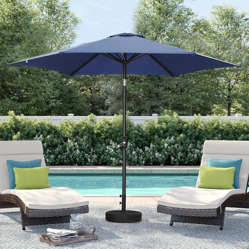 9FT Patio Umbrella Outdoor Table Umbrella,Market Umbrella with Push Button Tilt and Crank Pool, No Base (Navy Blue)