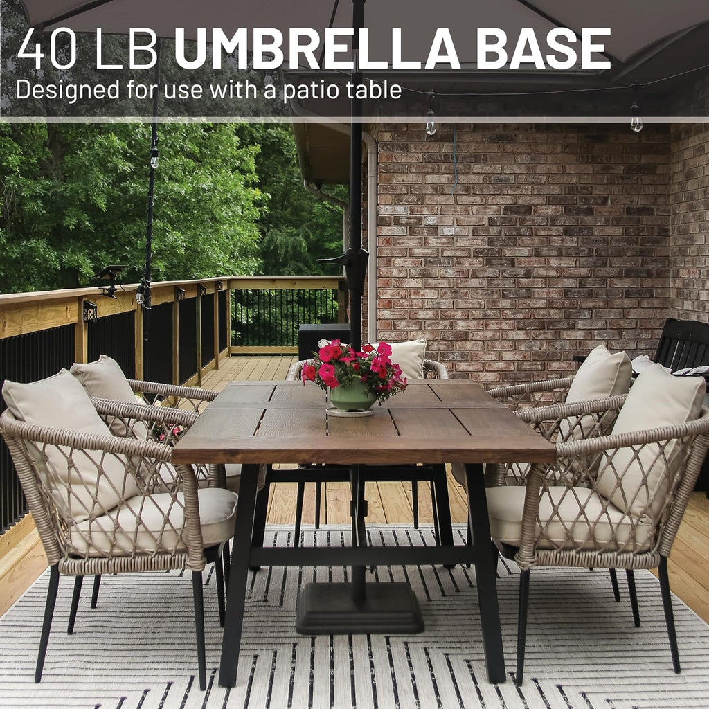 40 Pound Umbrella Base - Weighted Umbrella Base For Use With Patio Table - Heavy Duty Base for Umbrella - Bronze
