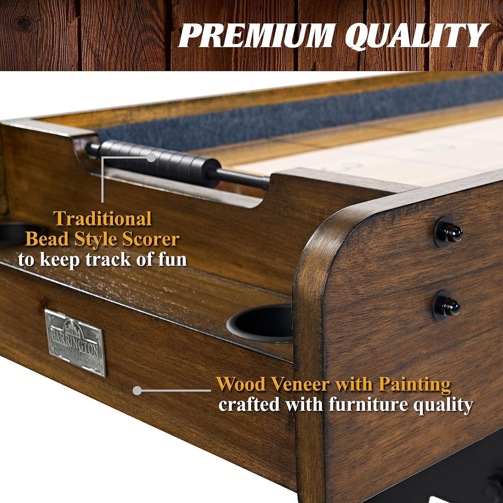 12' Coventry Scratch-Resistant Shuffleboard Table | 12ft industrial-style shuffleboard, scratch-resistant playfield