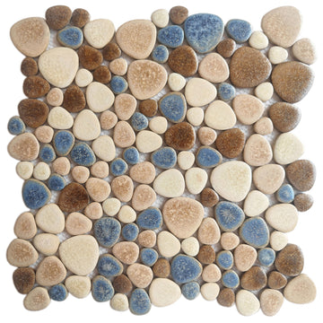 Yosemite Matte Pebble Stone Tiles for Shower Floor Bathroom Mosaic Tile Extremely Non Slip [5 Sheets]