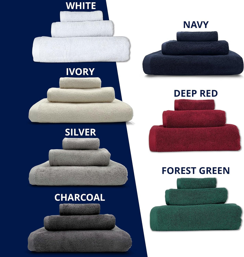 3PC Turkish Cotton Bath Towel Set, Silver-Infused (Green) | Plush 700 GSM set includes 58x30" bath towel, 30x16" hand