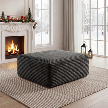 Boneless Ottoman, Modern Corduroy Cloud Foot Rest Foam Support, Oversized Modular Sectional Sofa Stool & Small