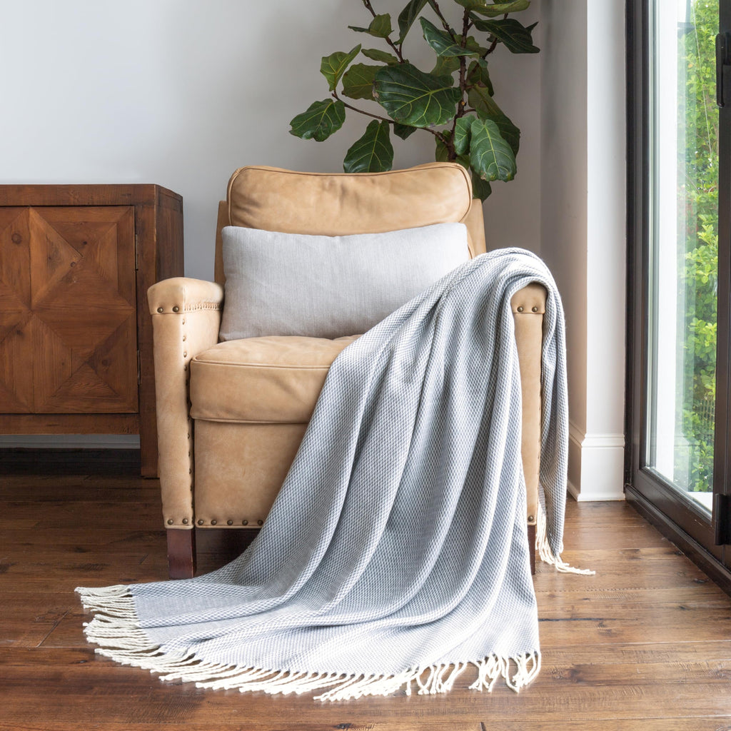 Herringbone Throw Blanket - One Size Dusk Blue