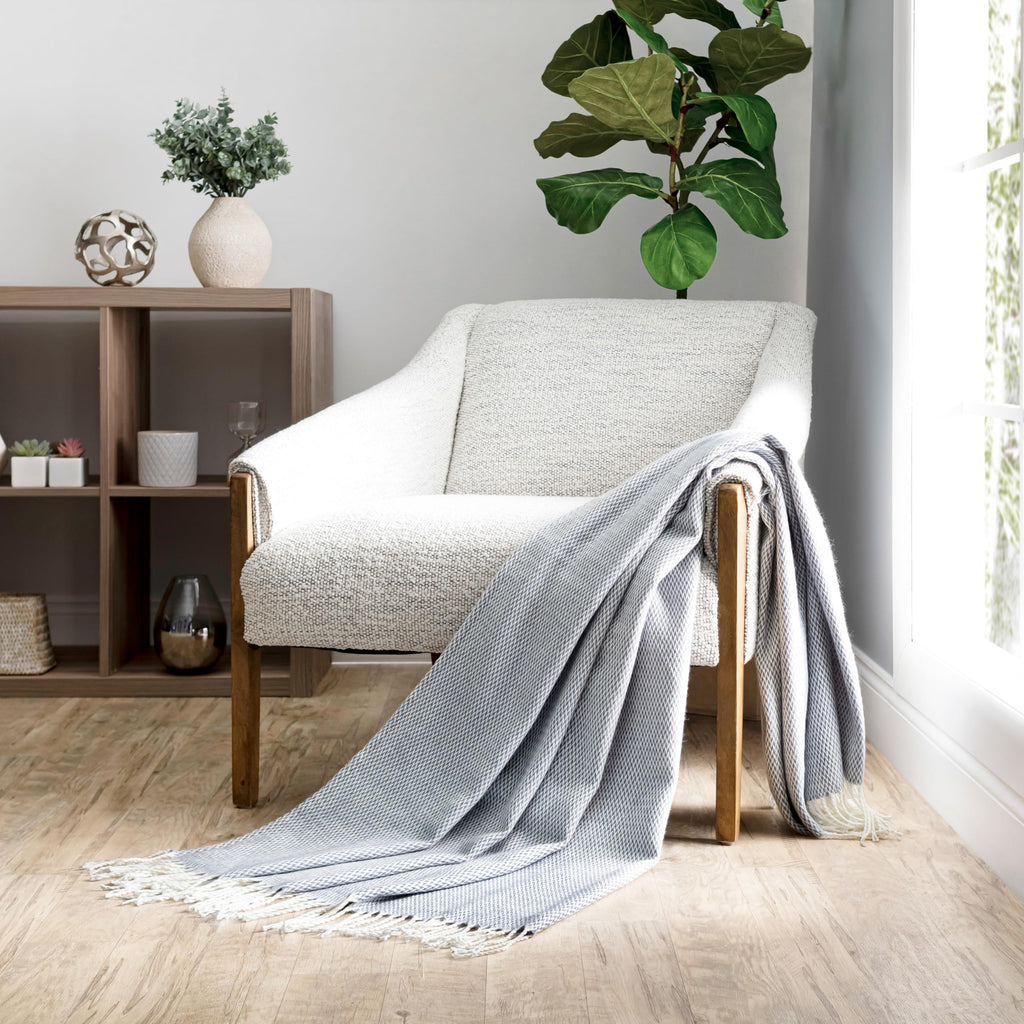 Herringbone Throw Blanket - One Size Dusk Blue