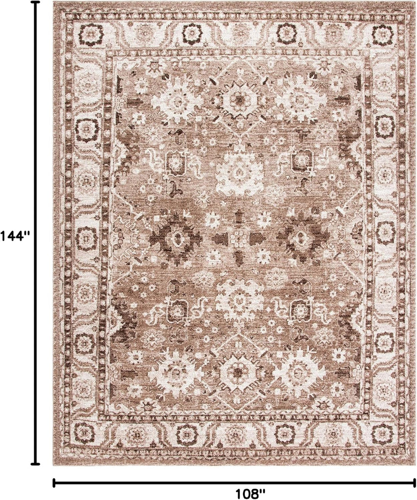 Area Rug 9x12 - Vintage Hamadan - Large - Taupe, Traditional Persian Design, Non-Shedding & Easy to Clean