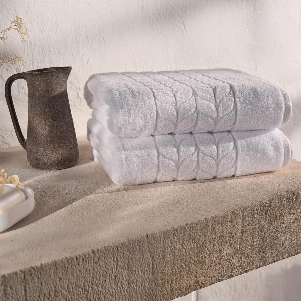 Organic Turkish Cotton Bath Towels, Hand Towels - Premium Jacquard Collection, Certified Organic Cotton Towel Set