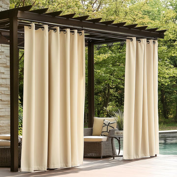 Waterproof Outdoor Curtains 300 GSM, Premium Thermal Insulated Privacy Assured Thick Outside Curtains, Pergola and