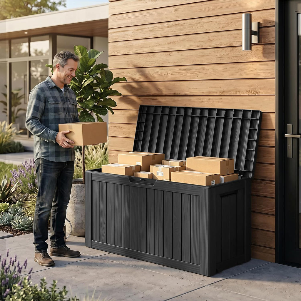85 Gallon Package Delivery Boxes Outside Secure Waterproof Resin UV Resistant Lockable Mail Parcel Drop Mailbox Storage