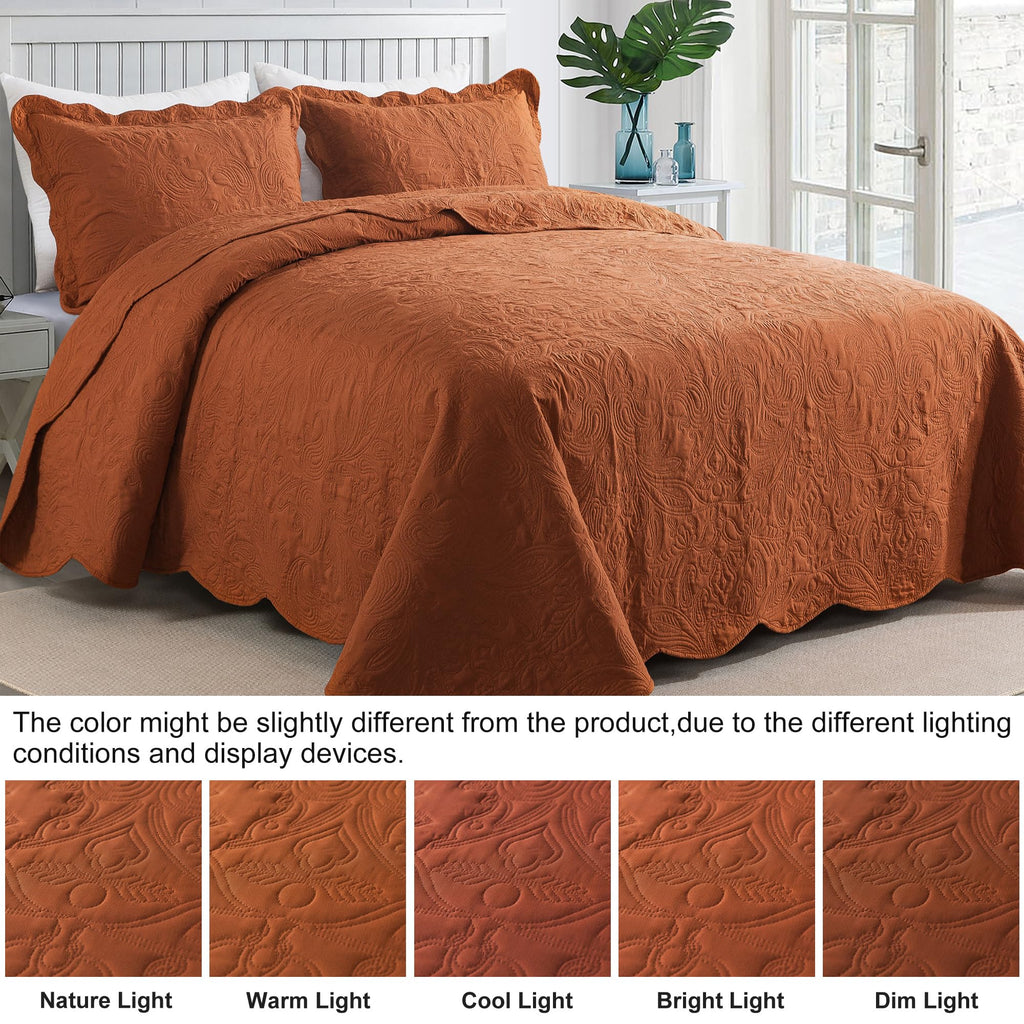 Quilt Bedding Set - 3 Piece Microfiber Quilt Sets Lightweight Bedspreads Reversible Coverlets Retro Bed Cover
