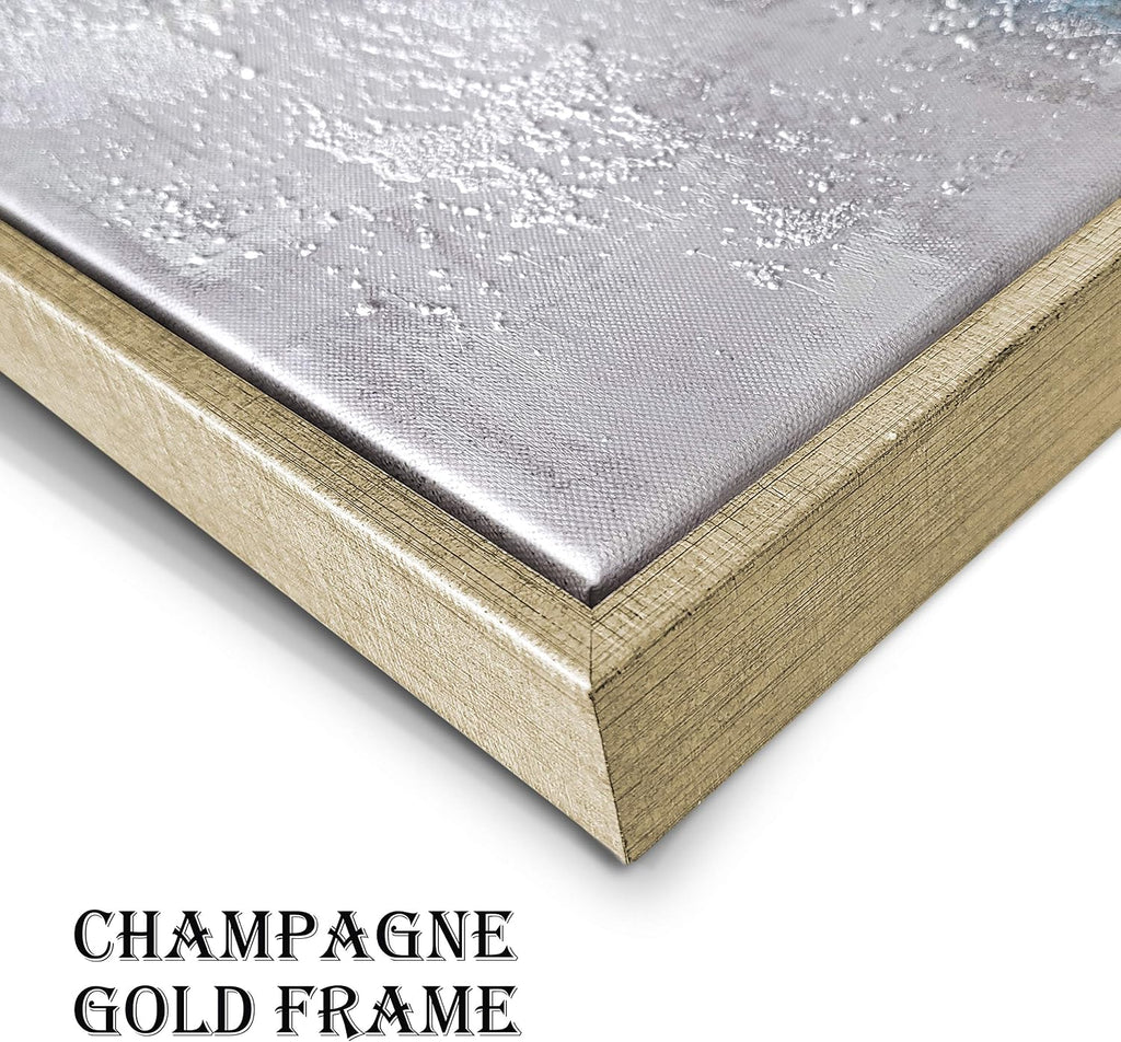 Abstract Canvas Framed Wall Art: Marble Abstract Heavy Texture Pictures Minimalist Painting with Gold Foil
