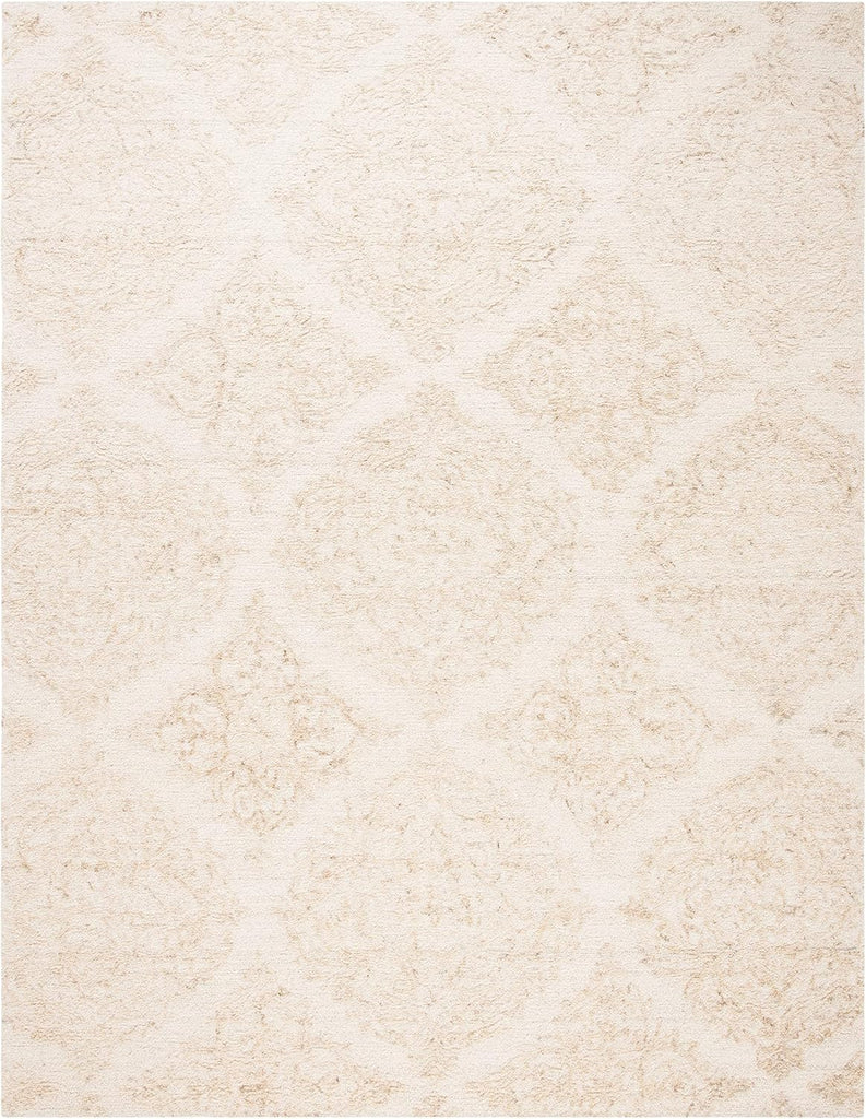 Abstract Area Rug - 9' x 12', Ivory & Beige, Handmade Wool