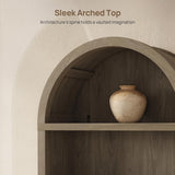 Book Shelf Arched Cabinet 82" Tall Bookcase with Doors 5 Tier Book Shelves with Storage Large Bookshelves Wide