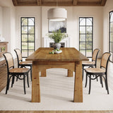 Solid Wood Dining Table for 4-6 People, 63-Inch Farmhouse Kitchen Table with Rich Grain and Texture, Wooden