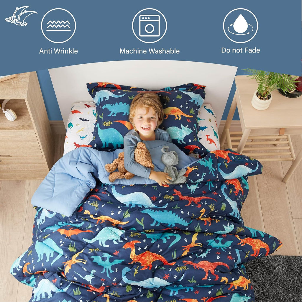 Dinosaur Kids Bedding Set for Boys, 2 Pieces Dinosaur Kids Comforter Sets for Boys, Super Soft Lightweight