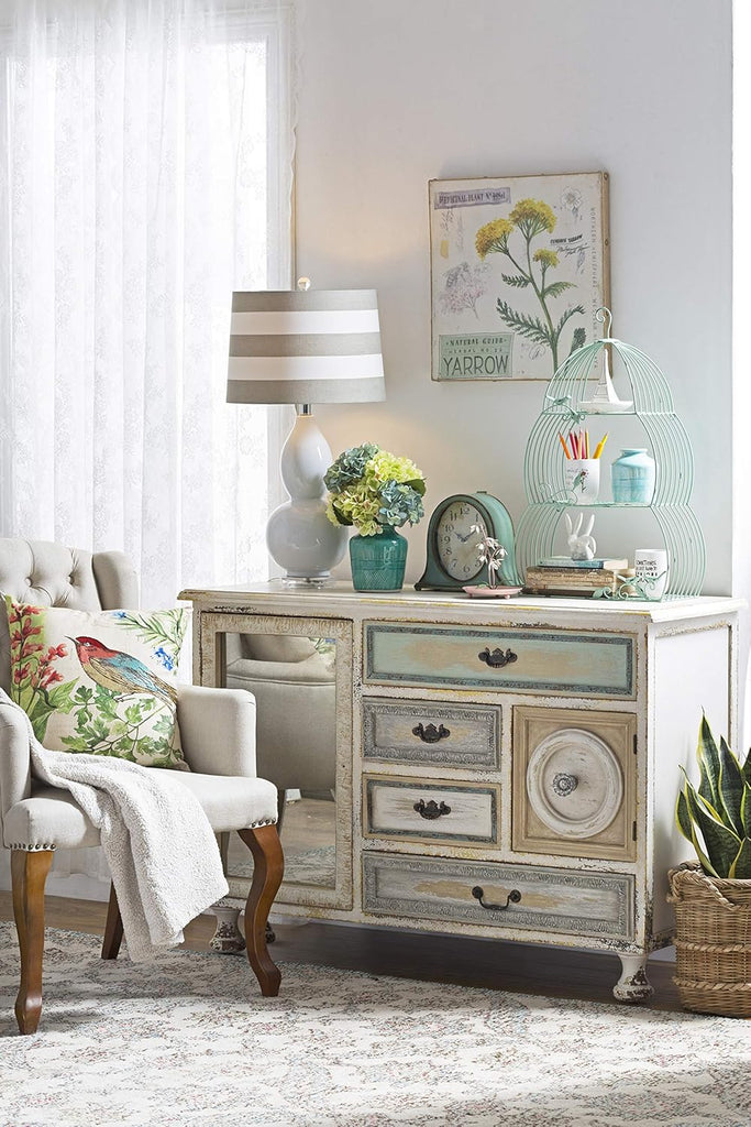 Creative Co-Op Metal Mantel Clock with Aqua Finish