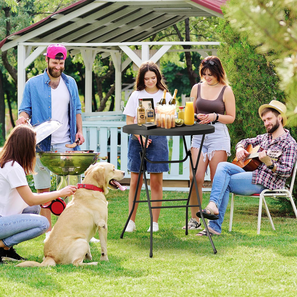 32" Cocktail Table, Folding Round Table Bar Height, High Top Table