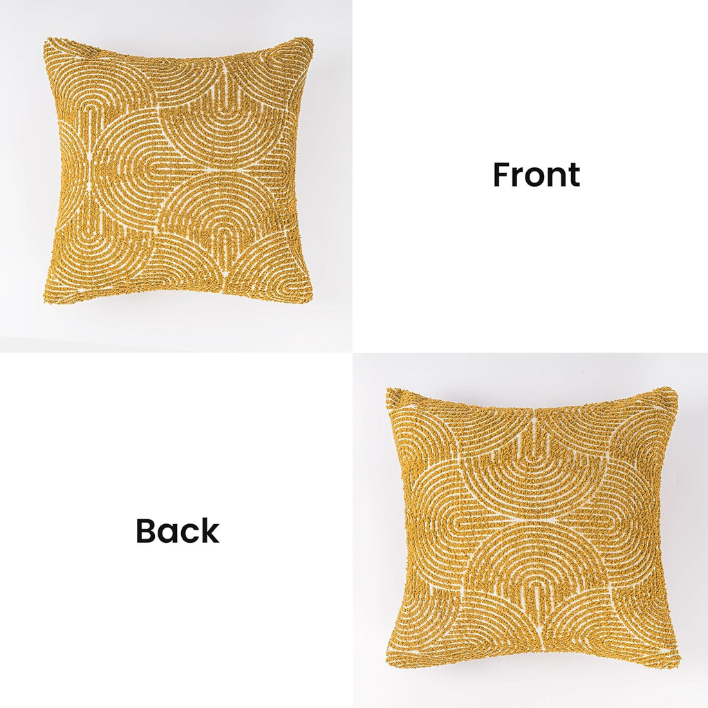 Boho Decorative Textured Throw Pillow Covers 18x18, Organic Modern Mid Century Rainbow Tufted Pillow Case, Farmhouse