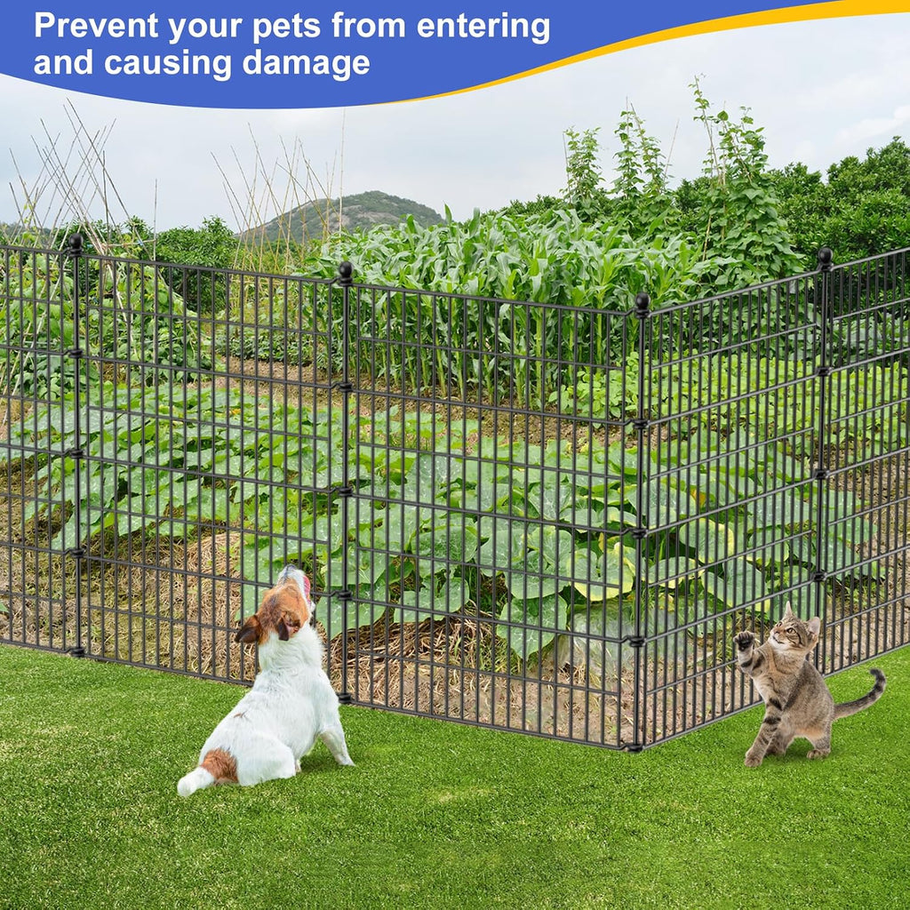 10 Panels No Dig Decorative Garden Fence with Gate, 40 in(H) X 23.6 ft(L) Outdoor Dog Rabbits Fence, Animal Barrier