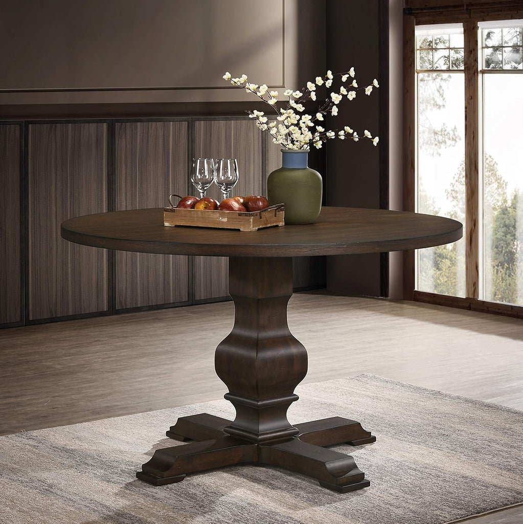 Havre Pedestal Base Round Dining Table, Espresso