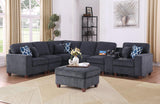 Ball & Cast 127" L-Shaped Sectional Couch with Movable Ottoman & 6 Throw Pillow,7 Seat Chenille Upholstered Sofa W/ 2