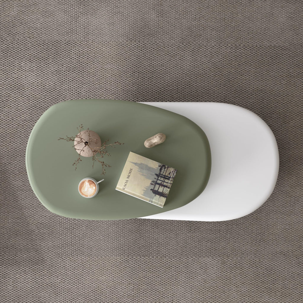 46"Cloud Coffee, 360°Nesting Rotating Oval Center Olive White
