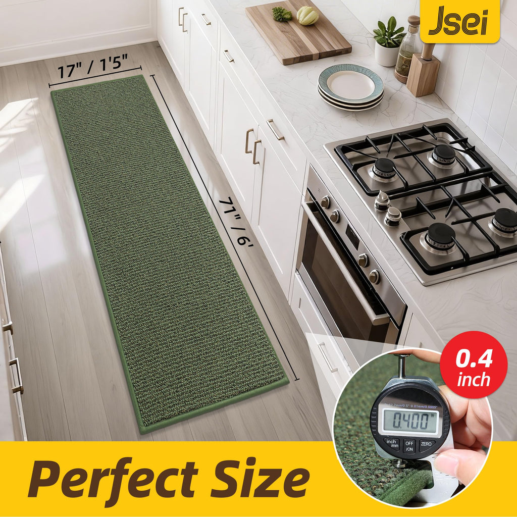 Kitchen Runner Rugs 17"x71", Kitchen Mats for Floor, Green