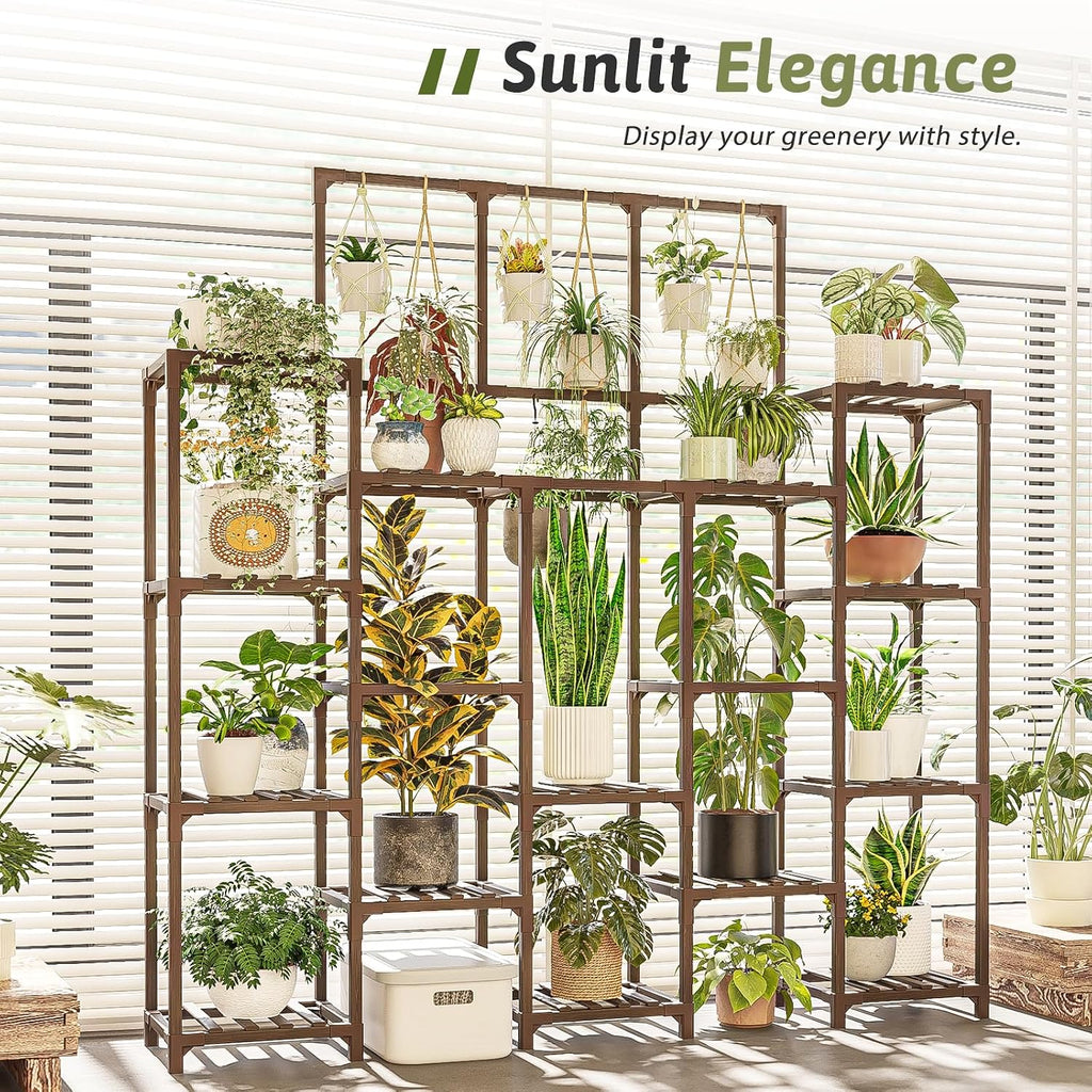 Plant Stand Indoor Outdoor 63" Tall Plant Shelf for Plants 14-Tier Large Plant Sheves Heavy Duty Plant Rack Garden