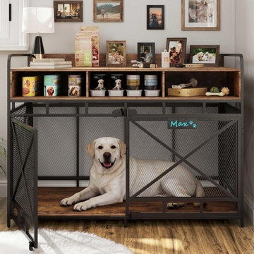 Dog Crate Furniture, 48" Heavy Duty Wooden Dog Crate End Table, XL Dog Kennel Furniture Large Breed