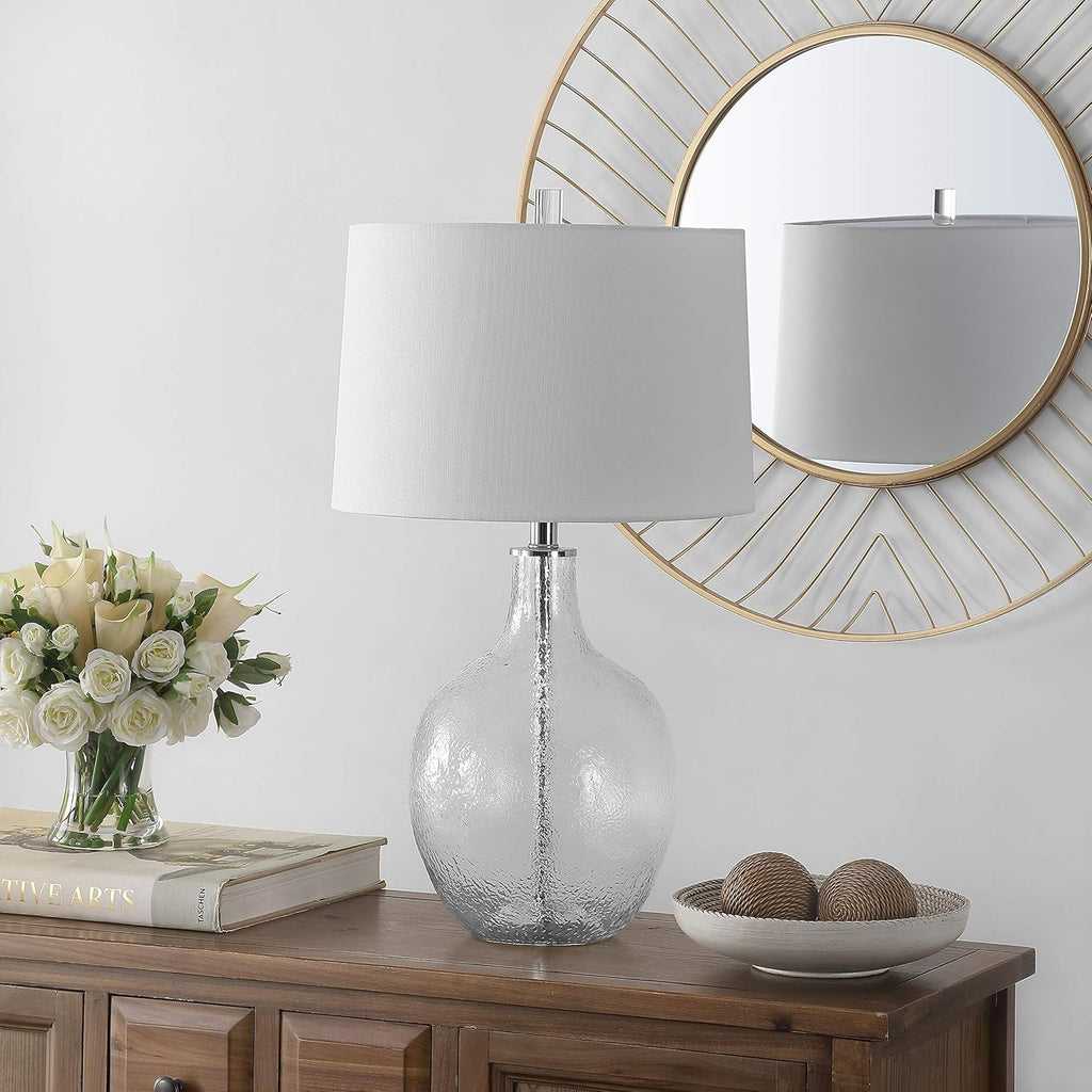 Nadine Clear Glass 26-inch Bedroom Living Room Home Office Desk Nightstand Table Lamp (LED Bulb Included)