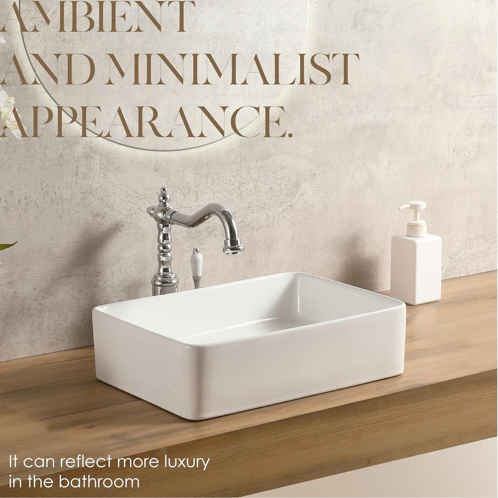 16"x12"Rectangular Vessel Sink,Ceramic Small Bowl Bathroom Vessel Sink