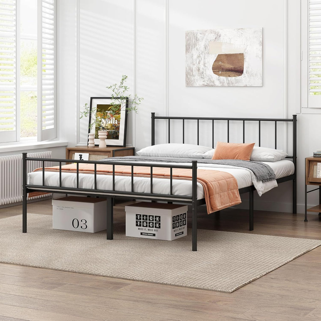 Full Bed Frame-Classic Metal Platform Bed Frame,Mattress Foundation with Steel Slat Support,Under Foundation