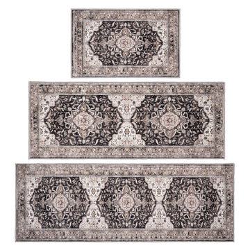 Kitchen Rug Set 3Pcs, Boho Rug Sets Non Slip Washable for Floor Thick Farmhouse Kitchen Decor Runner Rugs, Laundry