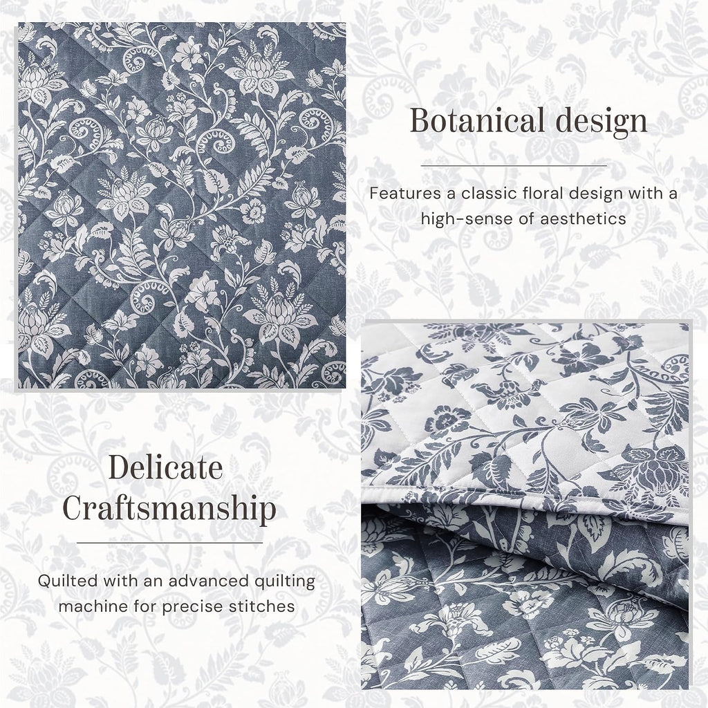 Twin/Twin XL Quilt Set-2 Pieces Soft Bedding Floral Reversible Coverlet - Set of 2