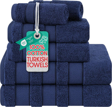 Soft Linen Salem Turkish Bath Towel Set, 100% Cotton 600 GSM 6 Piece Towels , 2 Bath Towels 2 Hand Towels 2