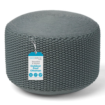 Indoor Outdoor Pouf Ottoman Foot Rest, Mist, 20"x20"x16"