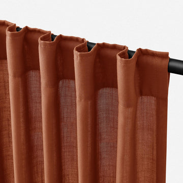 Terracotta Linen Curtains 84 Inch Long 2 Panels