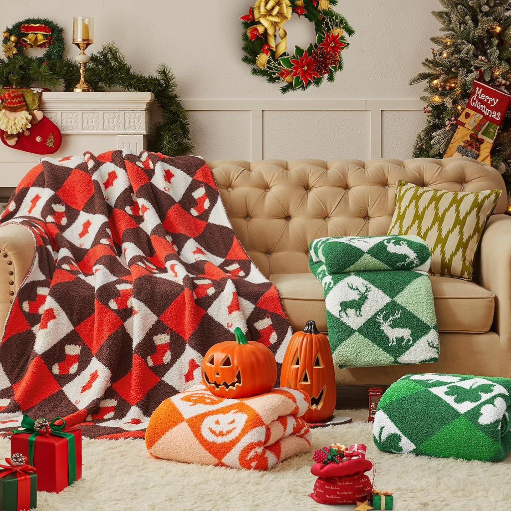 Christmas Knit Throw Blanket - Super Soft Cozy Fuzzy Blankets for Couch, Sofa & Bed, Holiday Throw Blanket,50"x60"