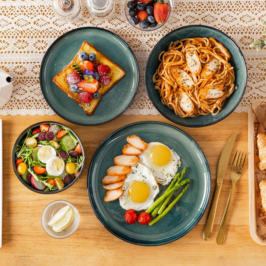 Starry Plates and Bowls Sets for 6, 24 Pieces Dinnerware Sets