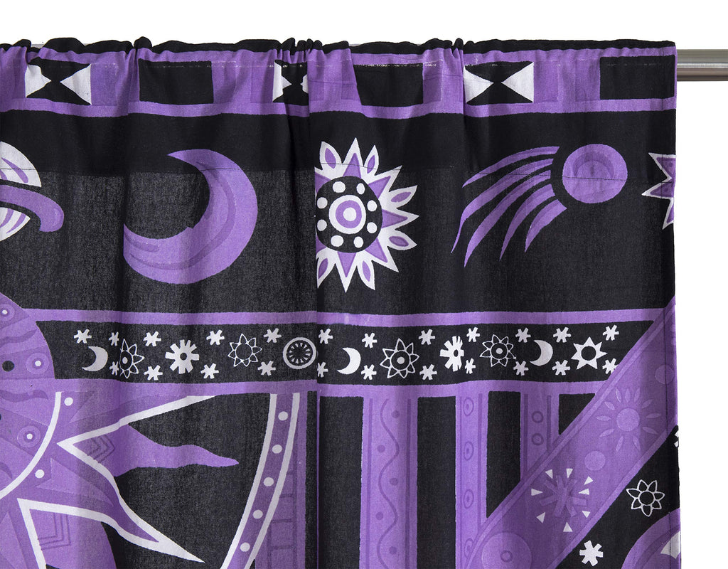 Burning Sun Hippie Mandala Window Curtains - Gypsy Bohemian Sun Moon Beautiful Drapery Bedroom Living Room Balcony