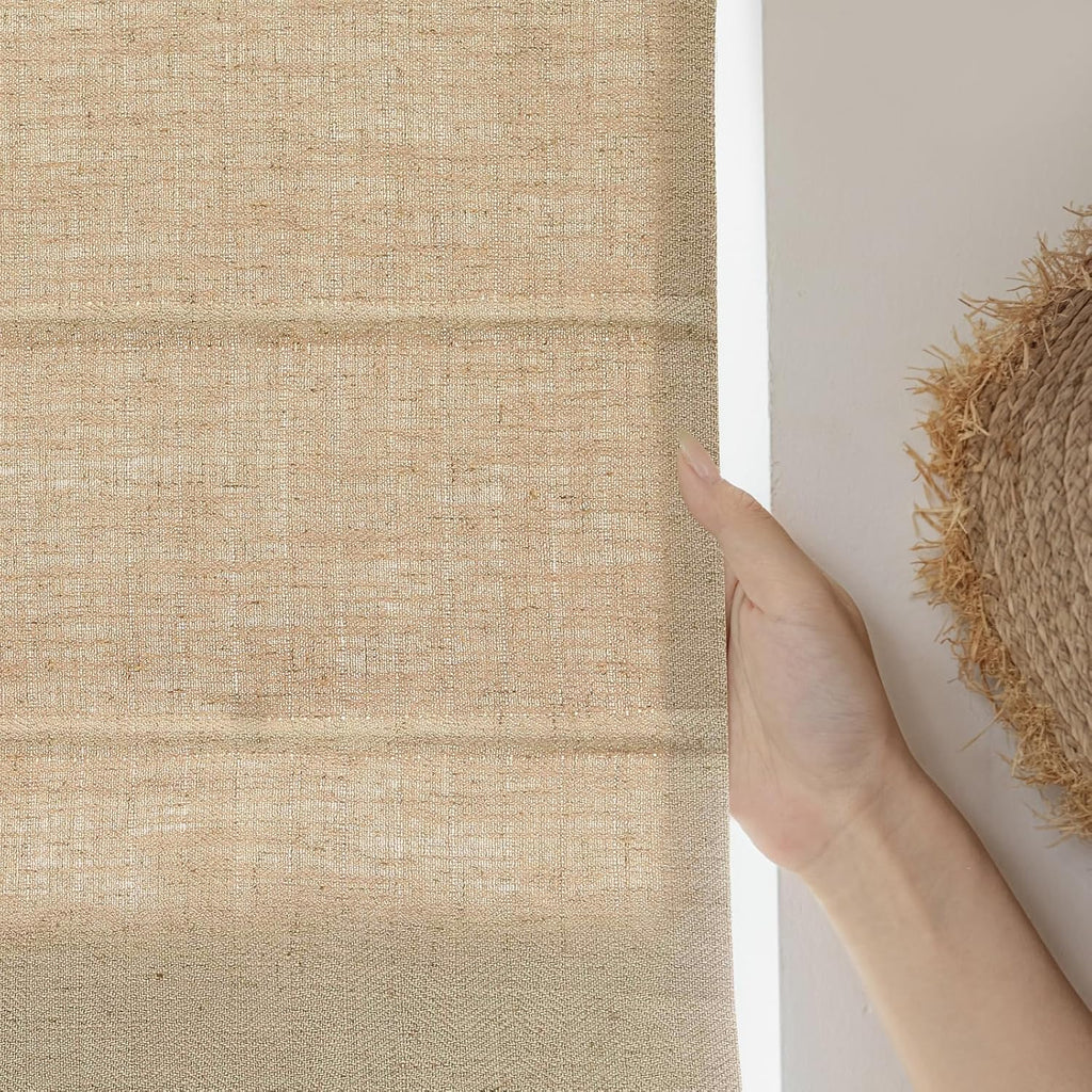 Cordless Linen Roman Shades for Windows, Washable Lined Fabric Roman Window Shades, Custom Blackout Light Filtering