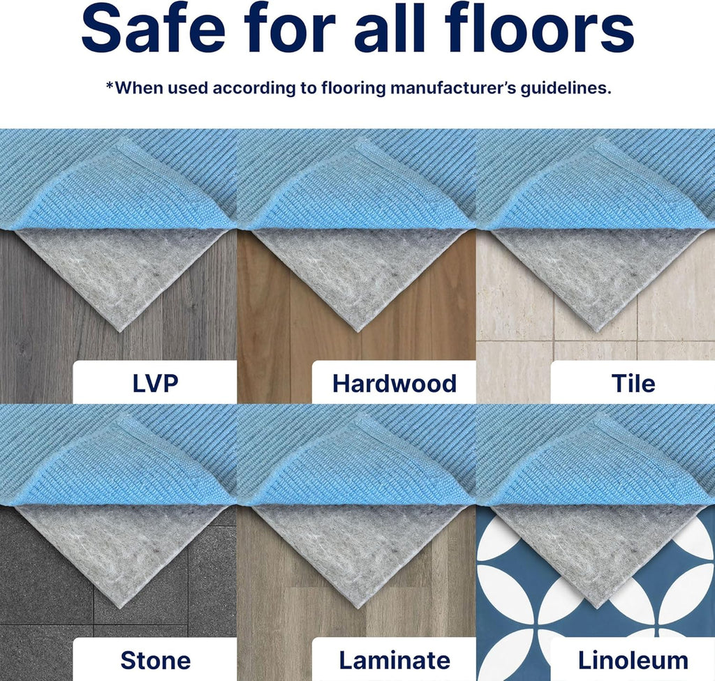 Basics - 8'x10' - 1/2" Thick - 100% Felt - Protective Cushioning Rug Pad - Safe for All Floors and Finishes Including - Set of 80