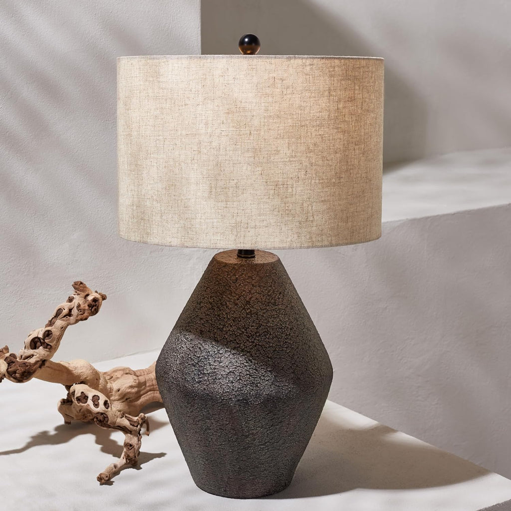 Ersta Brown Modern Rustic Farmhouse Table Lamp, 27-Inch Accent Lamp (TBL4367A)