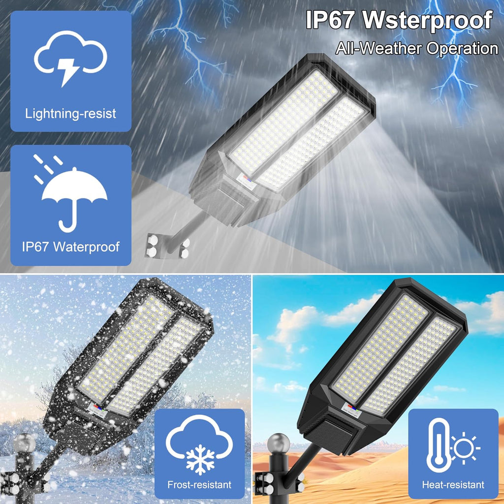 Ultra-Bright Solar Street Light with Motion Sensor, 11000W Commercial Outdoor Solar Security Light, IP67 Waterproof