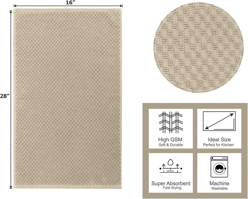 Amazing Kitchen Towels - 8 Pack 100% Cotton Waffle Terry Towel | Beige - 16x28 inch Euro Café Waffle Weave Dish