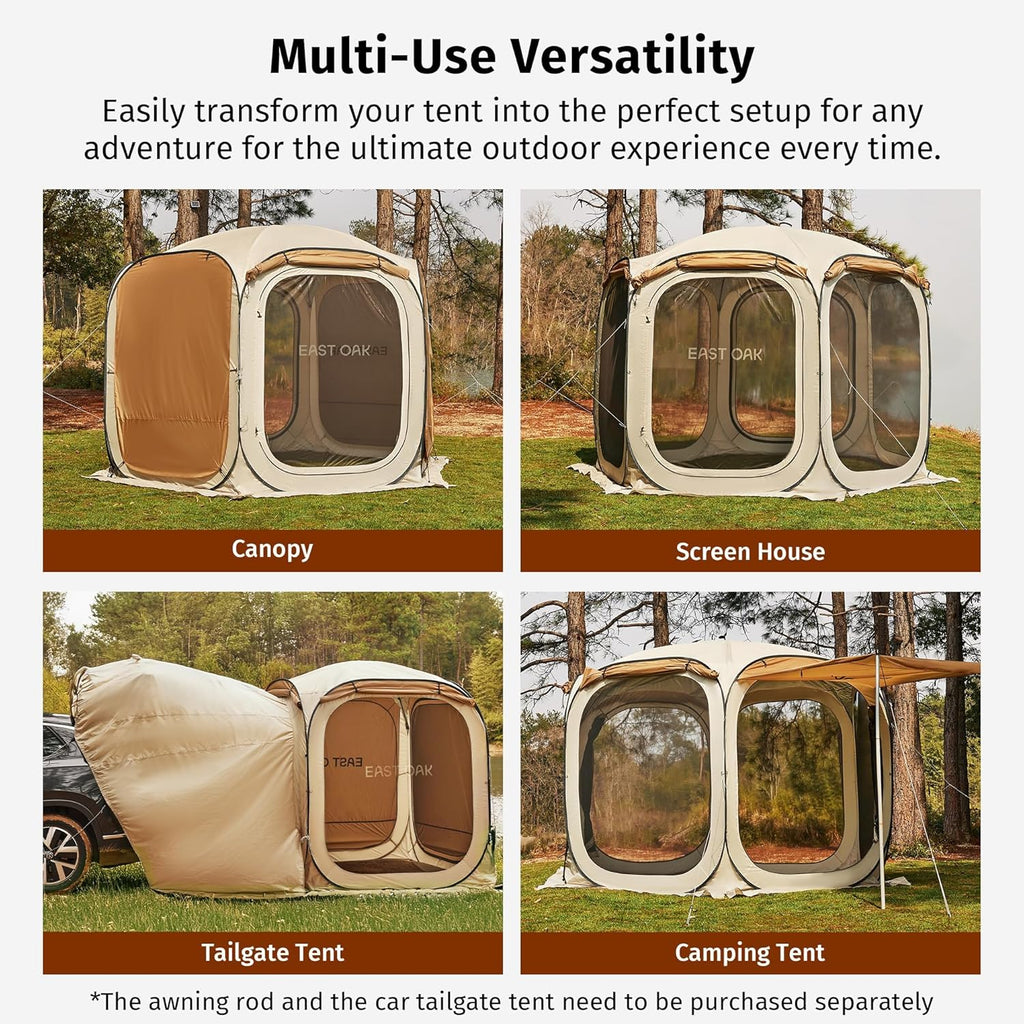 12×12 FT Pop Up Canopy Tent with Mosquito Netting | Outdoor Screen House with 6 Sunshades | Instant Canopy with