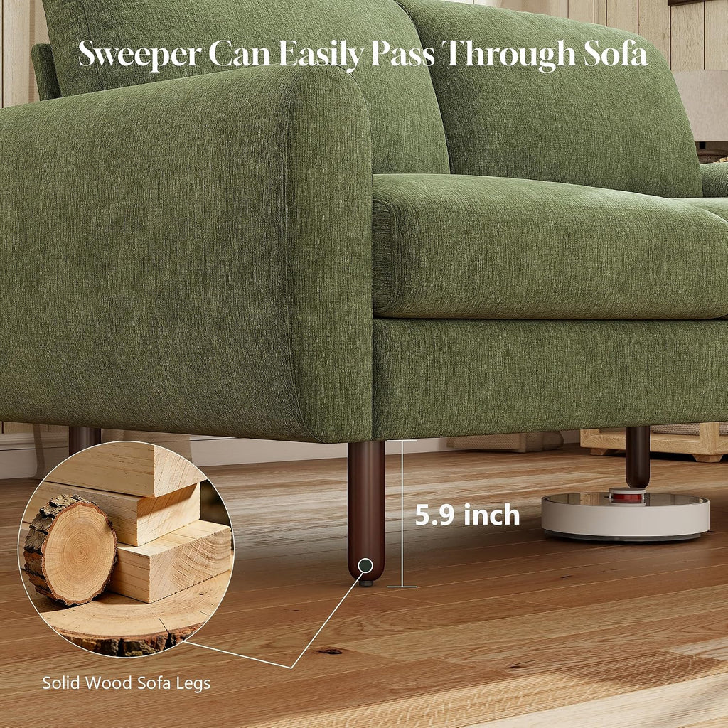 68" Loveseat Sofa, Comfy Chenille Fabric Couches with Spring Cushion and Solid Wood Frame, Modern Deep Seat Couch
