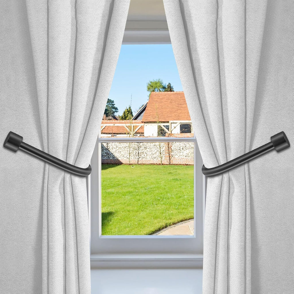 Minimalist Curtain Holdbacks 2pcs, 100% Cast Iron Solid Heavy Duty Metal Curtain Tieback Side Holders for Wall