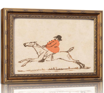 Vintage Gold Framed Hunting Equestrian Canvas Wall Art Horse and Rider Wall Decor Riding Horse painting Picture Retro