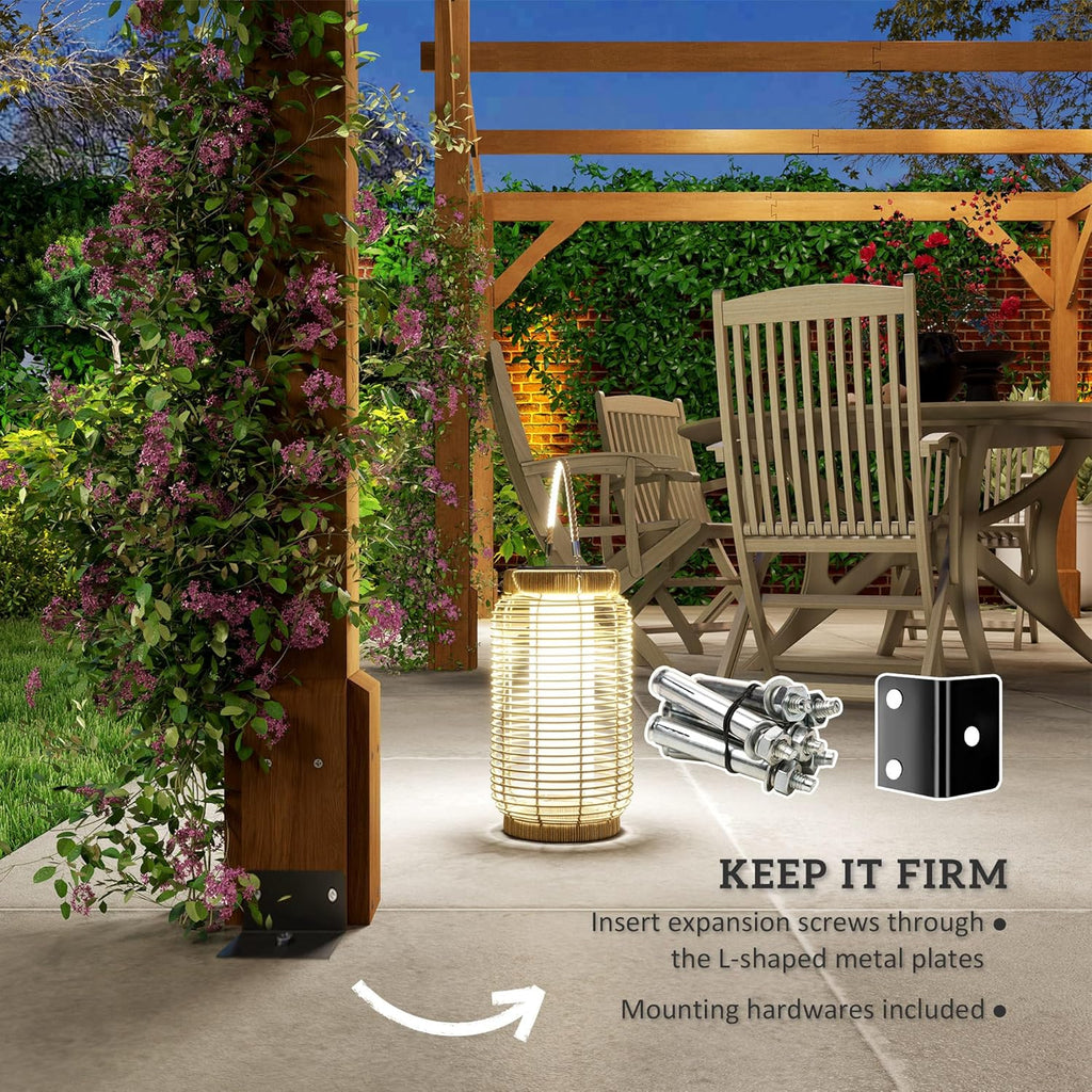 20' x 10' Outdoor Pergola, Wood Gazebo Grape Trellis with Stable Structure and Concrete Anchors for Climbing Plant